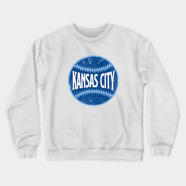 Kansas City Retro Baseball - White Crewneck Sweatshirt by KFig21